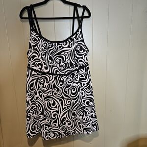 Longitude Swim Dress, Size 24W, Black and White, Beach Summer Pool